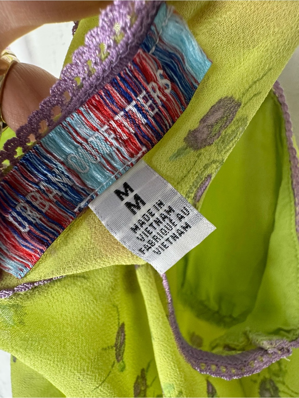 Urban Outfitters UO Tati babydoll lime Floral Cami Top fairycore handkerchief M - Picture 5 of 9